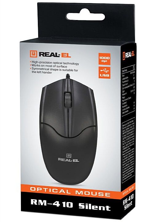 Мишка REAL-EL RM-410 Silent Black (EL123200025)