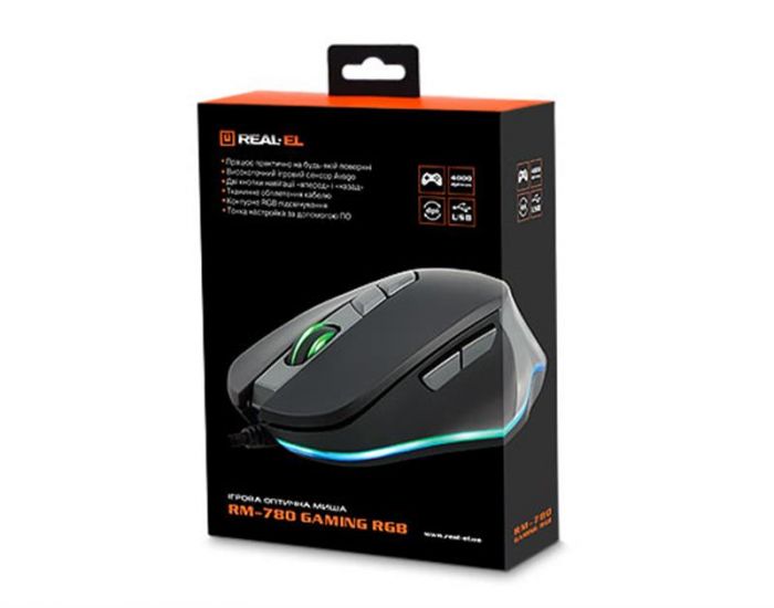 Мишка REAL-EL RM-780 Gaming Black USB