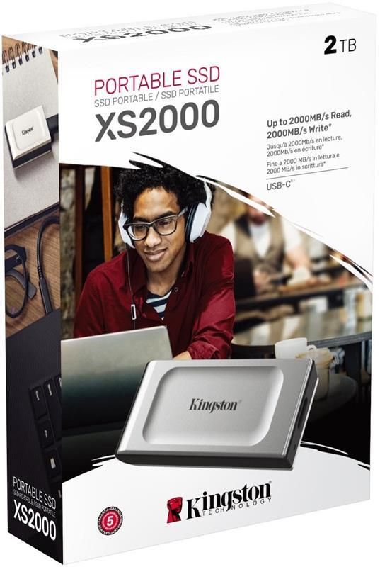 Накопичувач зовнішній SSD Portable USB 2.0ТB Kingston XS2000 Silver (SXS2000/2000G)