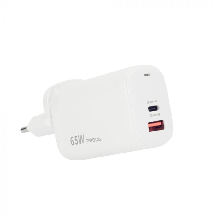 Зарядний пристрій Proda Xinrui A39 Quick Charger 65W USB, Type-C White