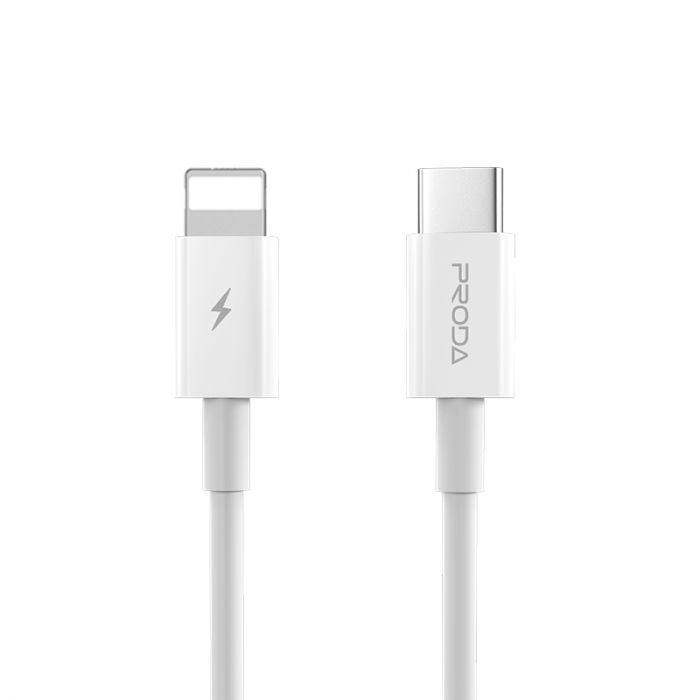 Кабель Proda PD-B27i USB-C-Lightning, 1м, White