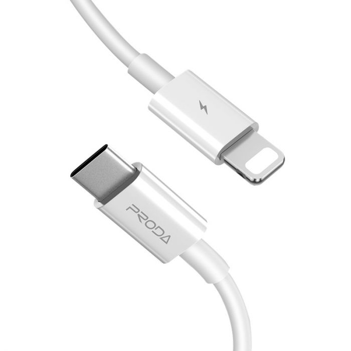 Кабель Proda PD-B27i USB-C-Lightning, 1м, White