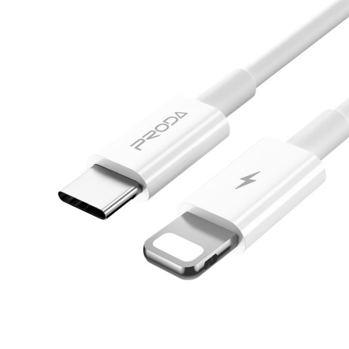 Кабель Proda PD-B27i USB-C-Lightning, 1м, White