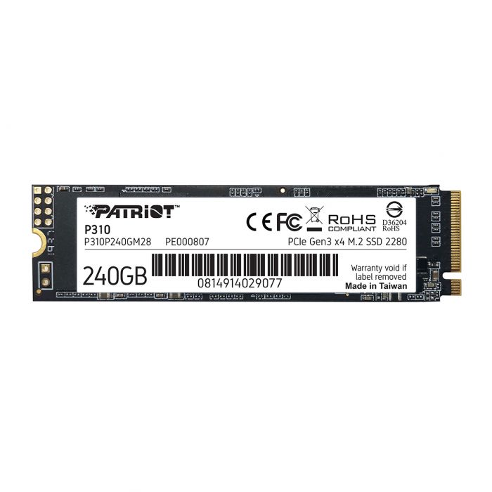 Накопичувач SSD  240GB Patriot P310 M.2 2280 PCIe NVMe 3.0 x4 TLC (P310P240GM28)