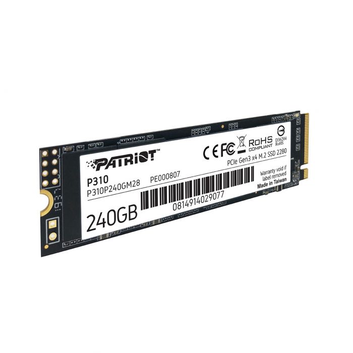 Накопичувач SSD  240GB Patriot P310 M.2 2280 PCIe NVMe 3.0 x4 TLC (P310P240GM28)