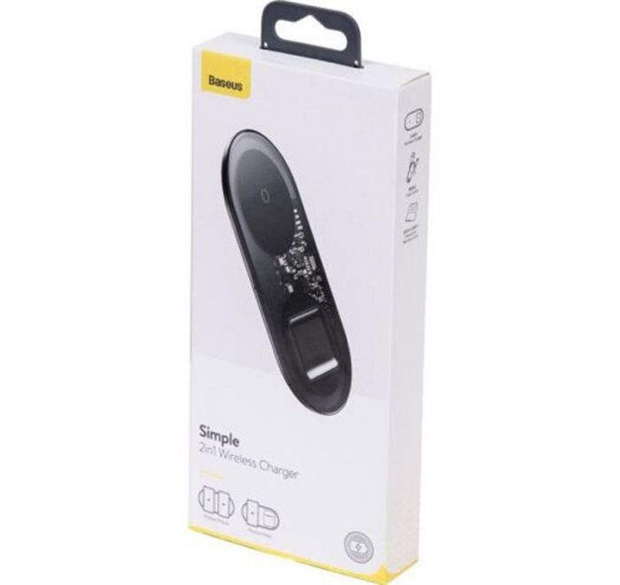 Безпровідний зарядний пристрій Baseus Simple 2in1 Transparent Black (WXJK-A01)