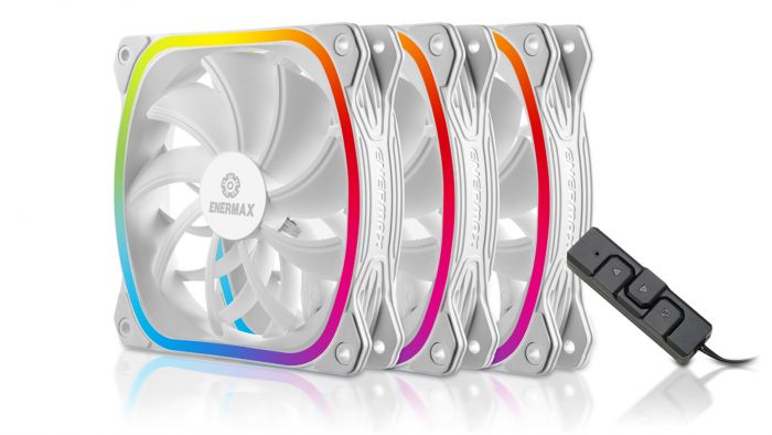 Вентилятор Enermax SquA RGB White (3pcs Pack) (UCSQARGB12P-W-BP3); 120х120х26мм, 3-pin, 4-pin