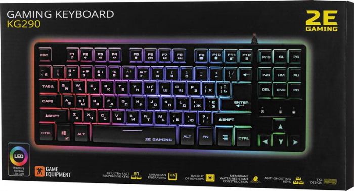Клавіатура 2E Gaming KG290 LED Ukr (2E-KG290UB) Black USB