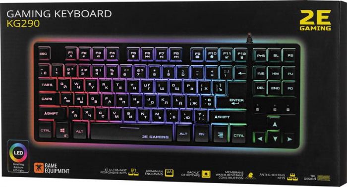 Клавіатура 2E Gaming KG290 LED Ukr (2E-KG290UB) Black USB