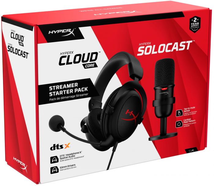 Комплект геймерський HyperX Streamer Starter Pack (Cloud Core + SoloCast) (HBNDL0001)