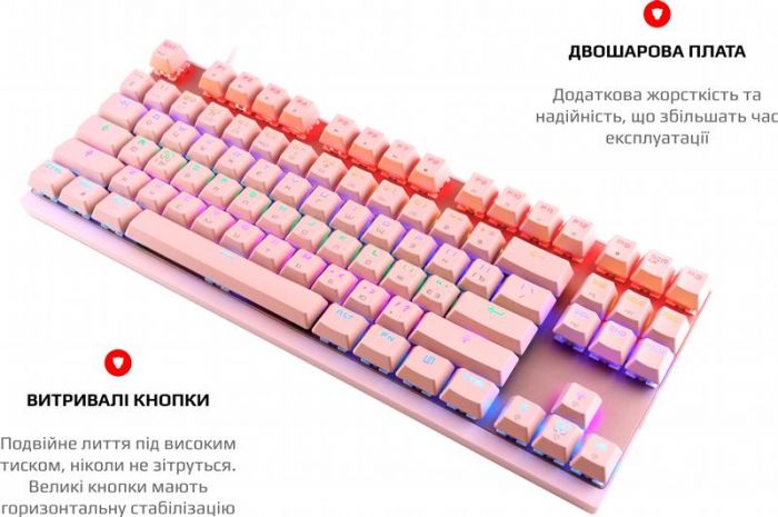 Клавіатура Motospeed K82 Hot-Swap Outemu Red Ukr (mtk82phsr) Pink USB