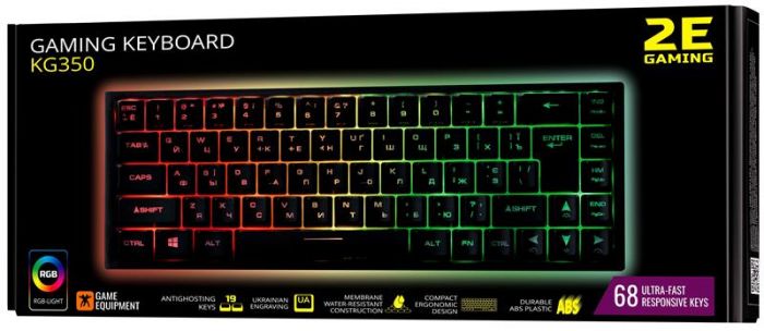 Клавіатура 2E Gaming KG350UBK RGB Ukr Black (2E-KG350UBK)