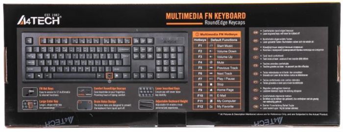 Клавiатура A4tech KR-83 Black USB
