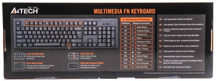 Клавіатура A4Tech KM-720 Ukr Black USB