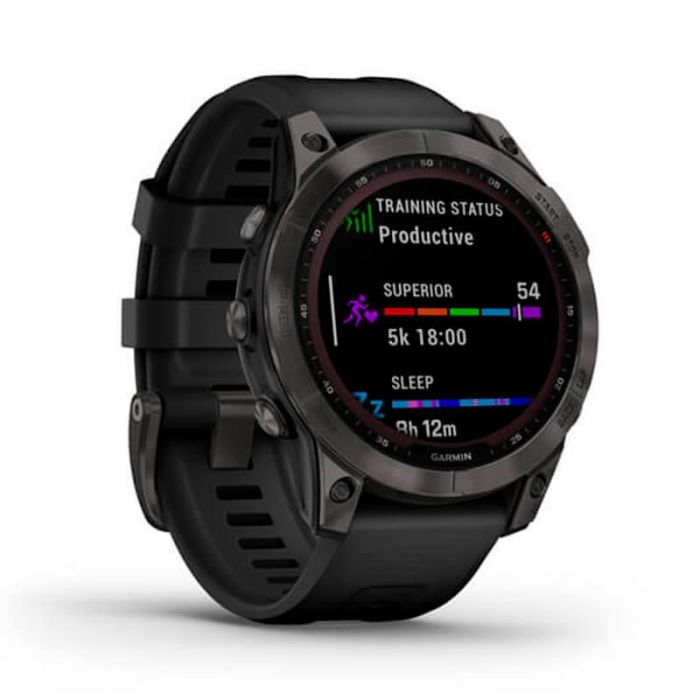 Смарт-годинник Garmin Fenix 7 Sapphire Solar Carbon Gray DLC Titanium with Black Band (010-02540-20)