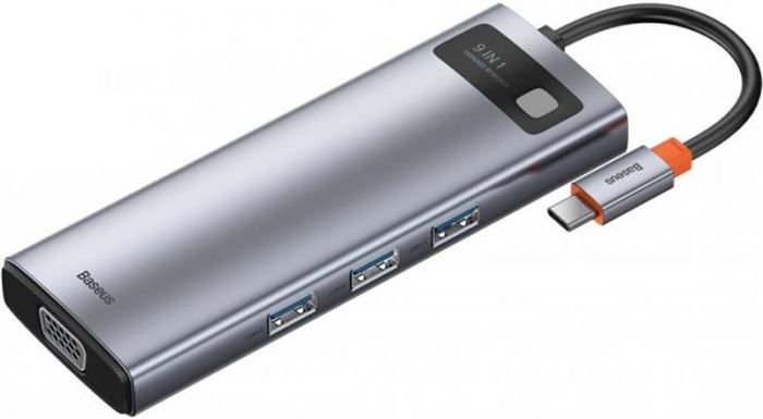 Концентратор USB-C Baseus Metal Gleam Series 9in1 Gray (CAHUB-CU0G)