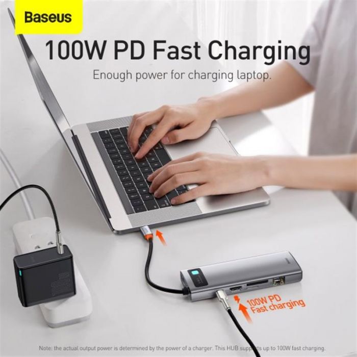 Концентратор USB-C Baseus Metal Gleam Series 9in1 Gray (CAHUB-CU0G)