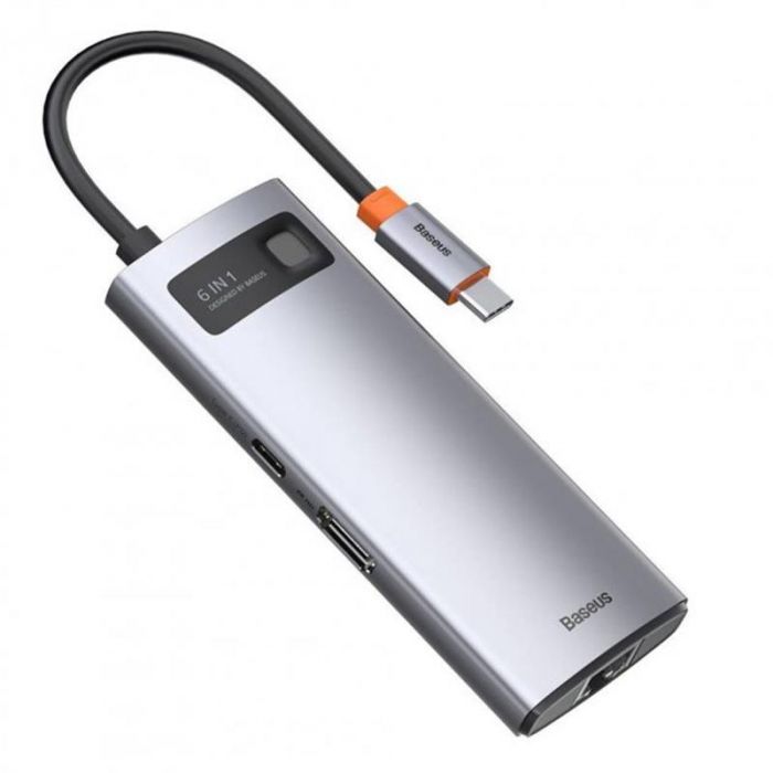 Концентратор USB-C Baseus Metal Gleam Series 6in1 Gray (CAHUB-CW0G)