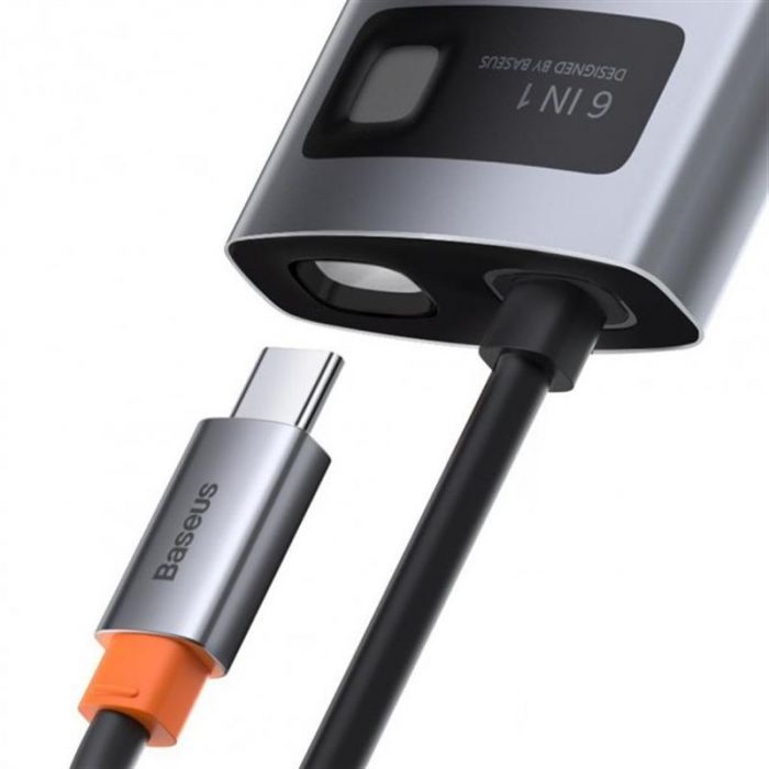 Концентратор USB-C Baseus Metal Gleam Series 6in1 Gray (CAHUB-CW0G)