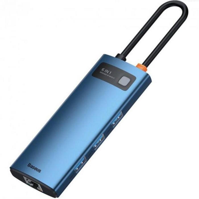 Концентратор USB-C Baseus Metal Gleam Series 6in1 Blue (WKWG000003)