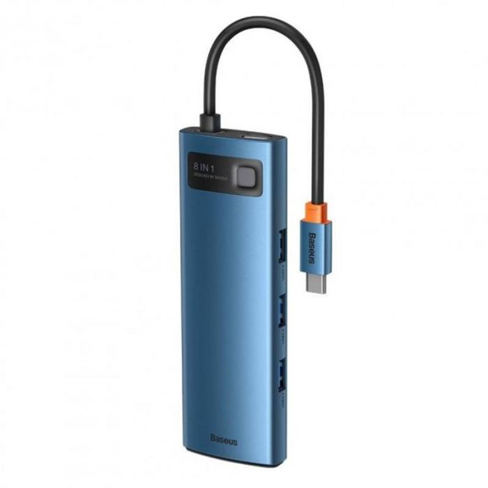 Концентратор USB-C Baseus Metal Gleam Series 8in1 Blue (WKWG000103)