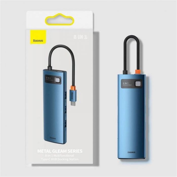 Концентратор USB-C Baseus Metal Gleam Series 8in1 Blue (WKWG000103)