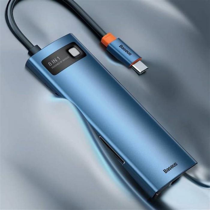 Концентратор USB-C Baseus Metal Gleam Series 8in1 Blue (WKWG000103)