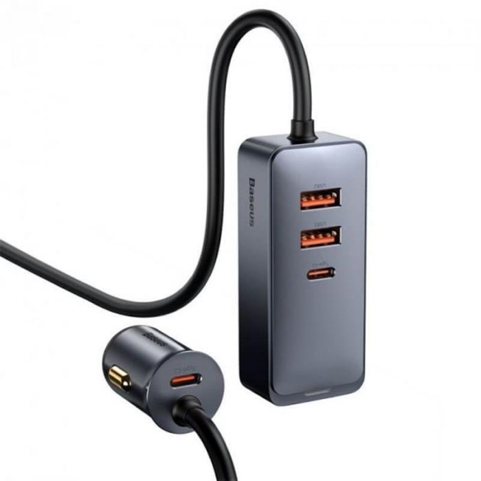 Автомобільний зарядний пристрій Baseus Share Together PPS  with extension cord 120W (2USB, 2USB-C) Gray (CCBT-A0G)