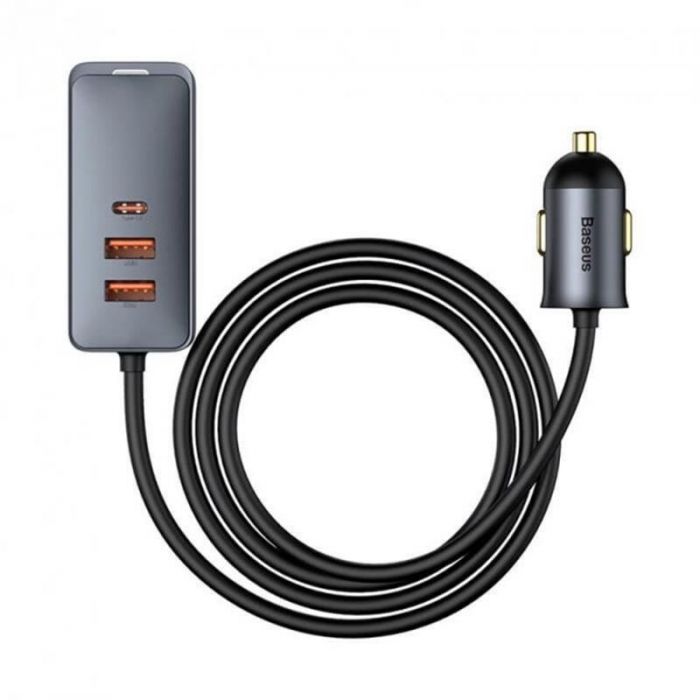 Автомобільний зарядний пристрій Baseus Share Together PPS  with extension cord 120W (2USB, 2USB-C) Gray (CCBT-A0G)