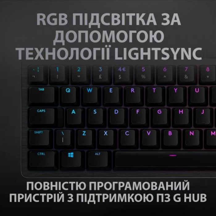 Клавiатура Logitech G512 Carbon Lightsync RGB Mechanical with GX Red switches Black (920-009370) 