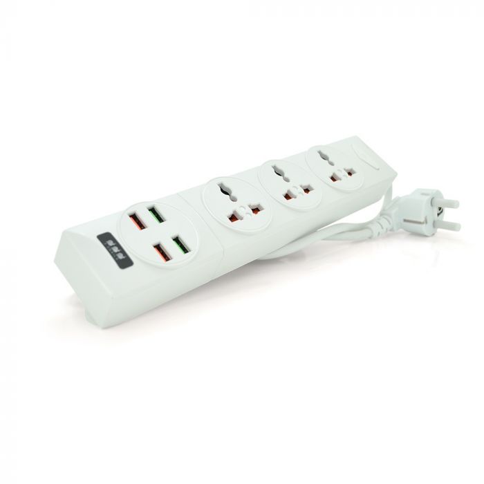 Мережевий фільтр Voltronic (BKL-01/18763) 3 розетки, 4 USB, 2 м, White