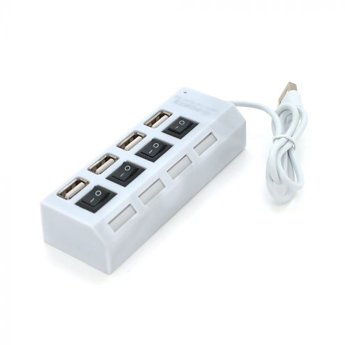 Концентратор USB2.0 Voltronic 4хUSB2.0 White (YT-HWS4HS-W/03961), Blister