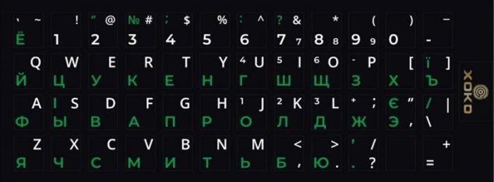 Наклейка на клавіатуру XoKo 48 клавіш Українська / Англійська / Російська (XK-KB-STCK-SM)
