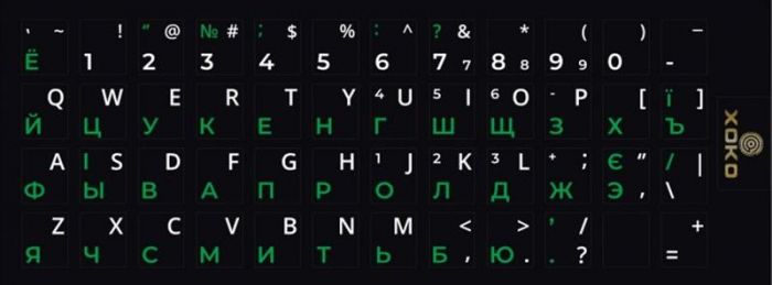 Наклейка на клавіатуру XoKo 48 клавіш Українська / Англійська / Російська (XK-KB-STCK-SM)