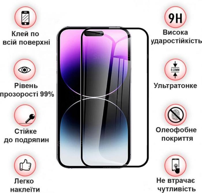 Захисне скло BeCover для Apple iPhone 14 Pro Max Black (707969)