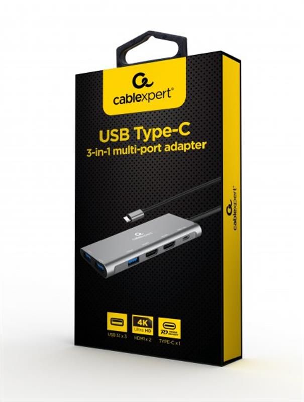 Док-станція Cablexpert USB-C 3-в-1 (A-CM-COMBO3-01)