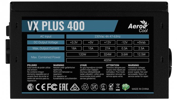 Блок живлення AeroCool VX Plus 400 (ACPN-VS40NEY.11) 400W