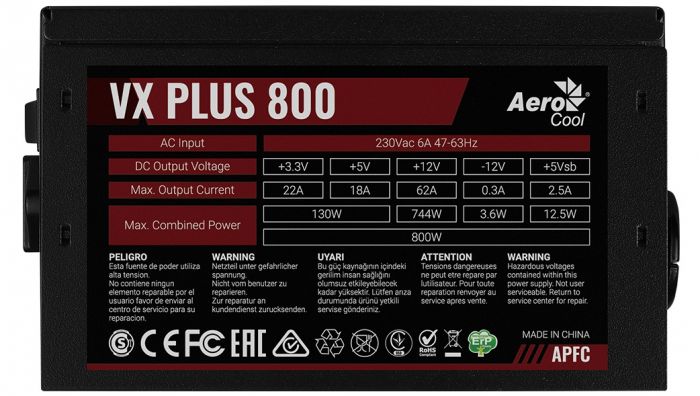 Блок живлення AeroCool VX Plus 800 (ACPN-VS80AEY.11) 800W