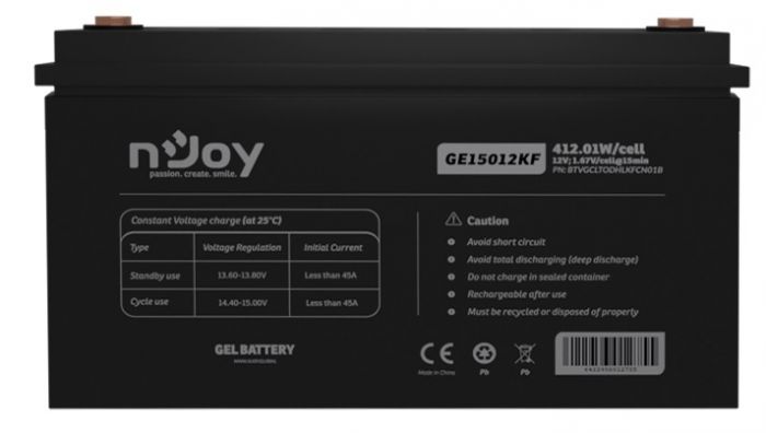 Акумуляторна батарея Njoy GE15012KF 12V 150AH (BTVGCLTODHLKFCN01B) GEL