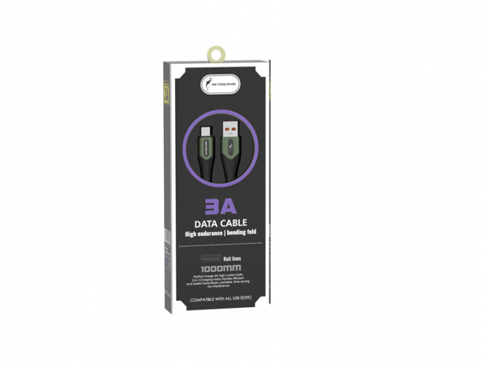 Кабель SkyDolphin S01T USB - USB Type-C 1м, Dark Green (USB-000582)