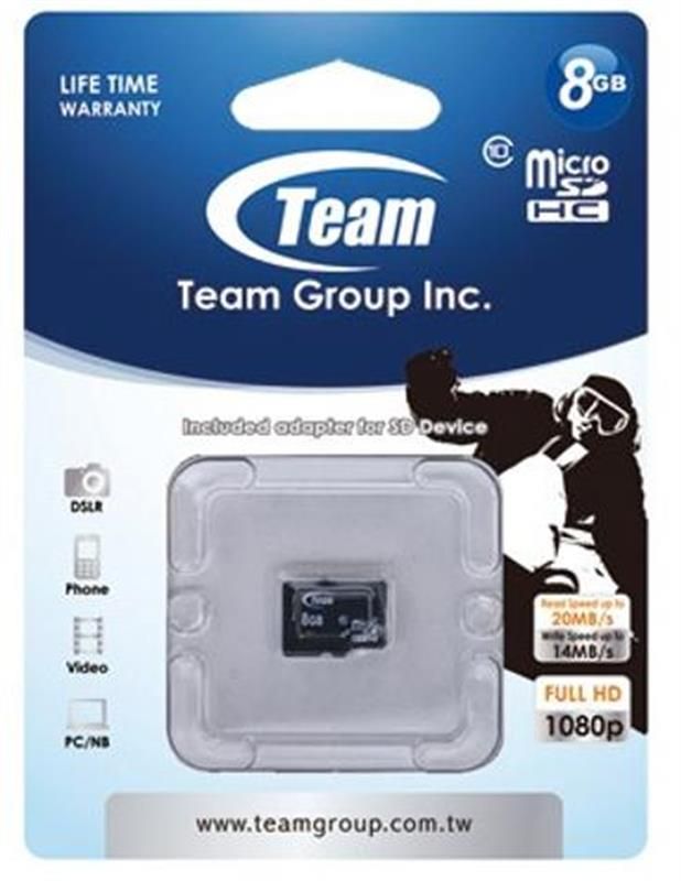 Карта пам`ятi MicroSDHC 8GB Class 10 Team (TUSDH8GCL1002)