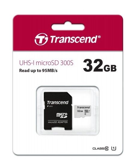 Карта пам`ятi MicroSDHC 32GB UHS-I Class 10 Transcend 300S + SD-adapter (TS32GUSD300S-A)