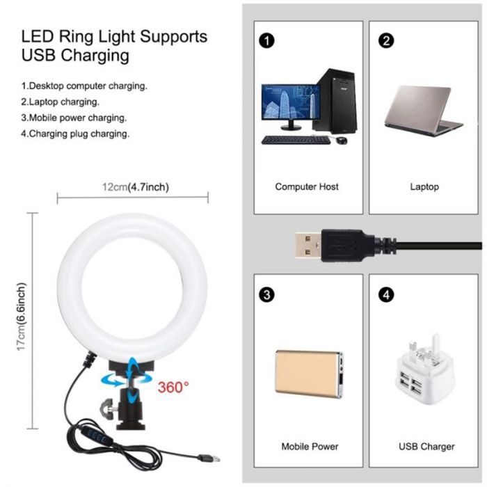 Комплект блогера Puluz PKT3028 4в1 (кільцеве світло, штативне кріплення, тримач для телефону, мікрофон)