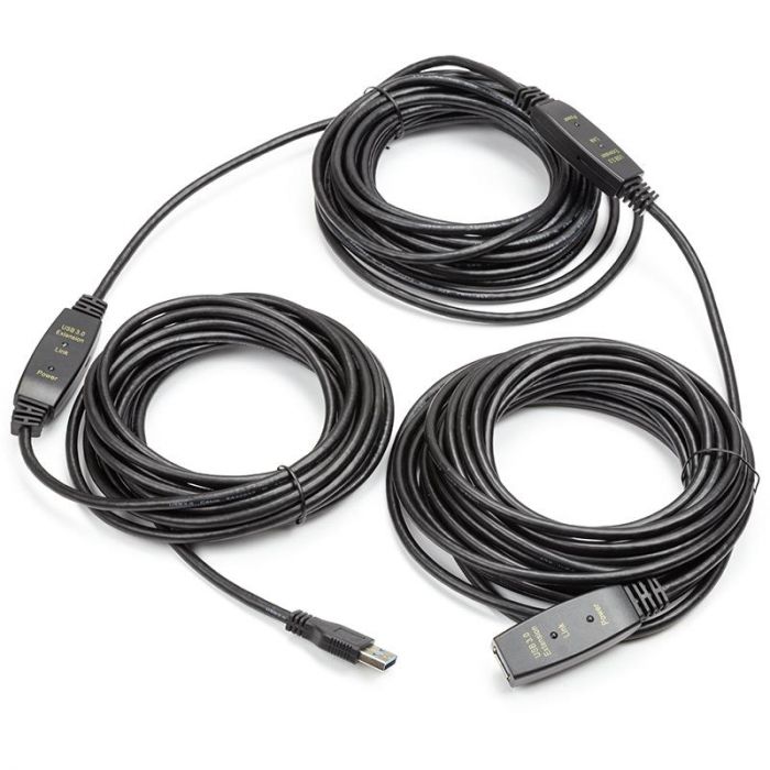 Активний подовжувач PowerPlant USB 3.0 AM-AF, 20 м (CA912865) чорний