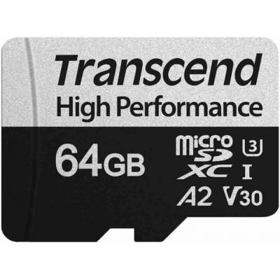 Карта пам`ятi MicroSDXC 64GB UHS-I/U3 Class 10 Transcend 330S R100/W60MB/s + SD-адаптер (TS64GUSD330S)