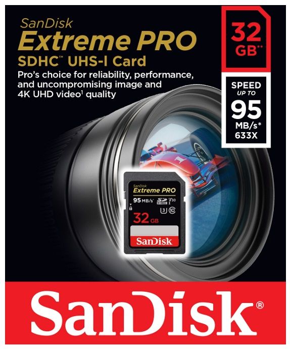 Карта пам`яті SDHC  32GB UHS-I/U3 Class 10 SanDisk Extreme Pro R170/W95MB/s (SDSDXXG-032G-GN4IN)