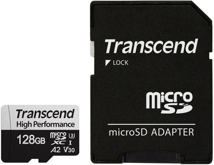Карта пам`ятi MicroSDXC 128GB UHS-I/U3 Class 10 Transcend 330S R100/W85MB/s + SD-адаптер (TS128GUSD330S)