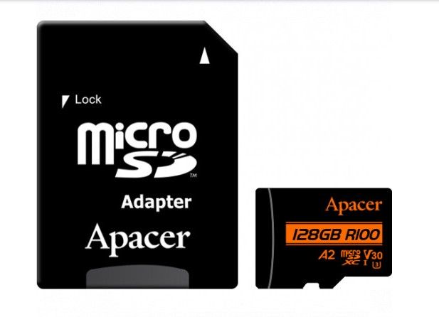 Карта пам`ятi MicroSDXC 128GB UHS-I/U3 Class 10 Apacer (AP128GMCSX10U8-R) + SD адаптер
