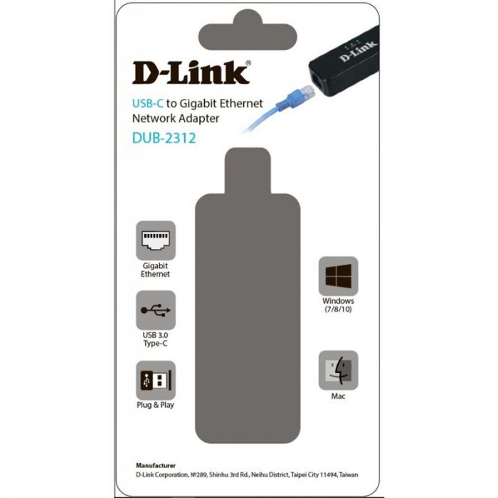 Мережевий адаптер D-Link DUB-2312 USB Type-C to Gigabit Ethernet