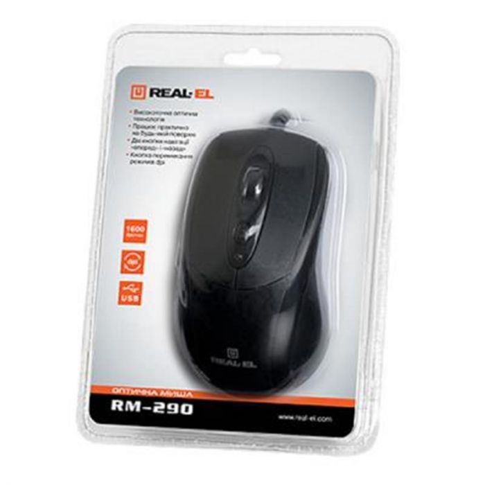 Мишка REAL-EL RM-290 Black (EL123200011)